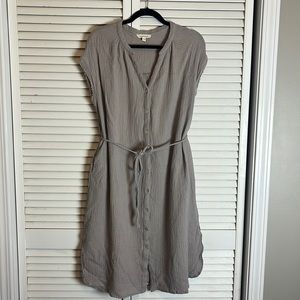 Grade & Gather Oversized Cotton Dress with Waist Tie